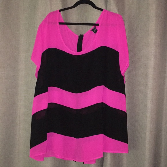 torrid Tops - Torrid shear pink and black blouse